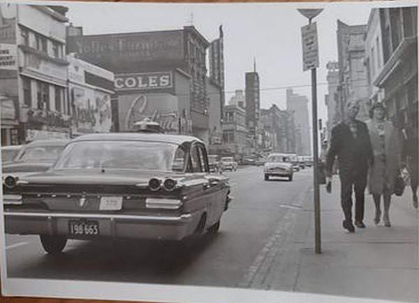 #118 Yonge looking south towards Dundas, early 1960s