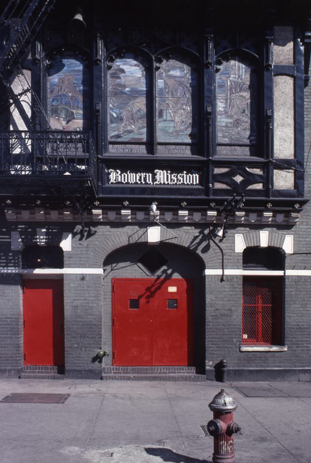 #16 The Bowery Mission building, located at 227 Bowery, between Rivington and Stanton Streets, Manhattan, 1978
