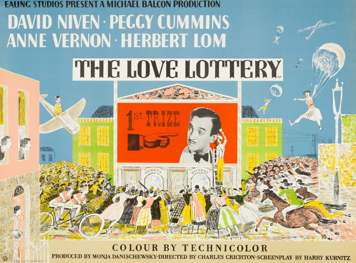 #24 The Love Lottery is a 1954 British comedy film directed by Charles Crichton and starring David Niven, Peggy Cummins, Anne Vernon and Herbert Lom.