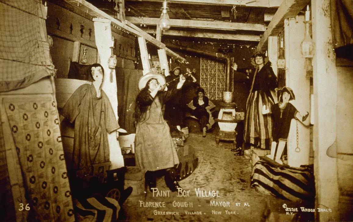 #57 Florence Gough and friends and:or patrons inside of her shop, The Paint Box, 1925