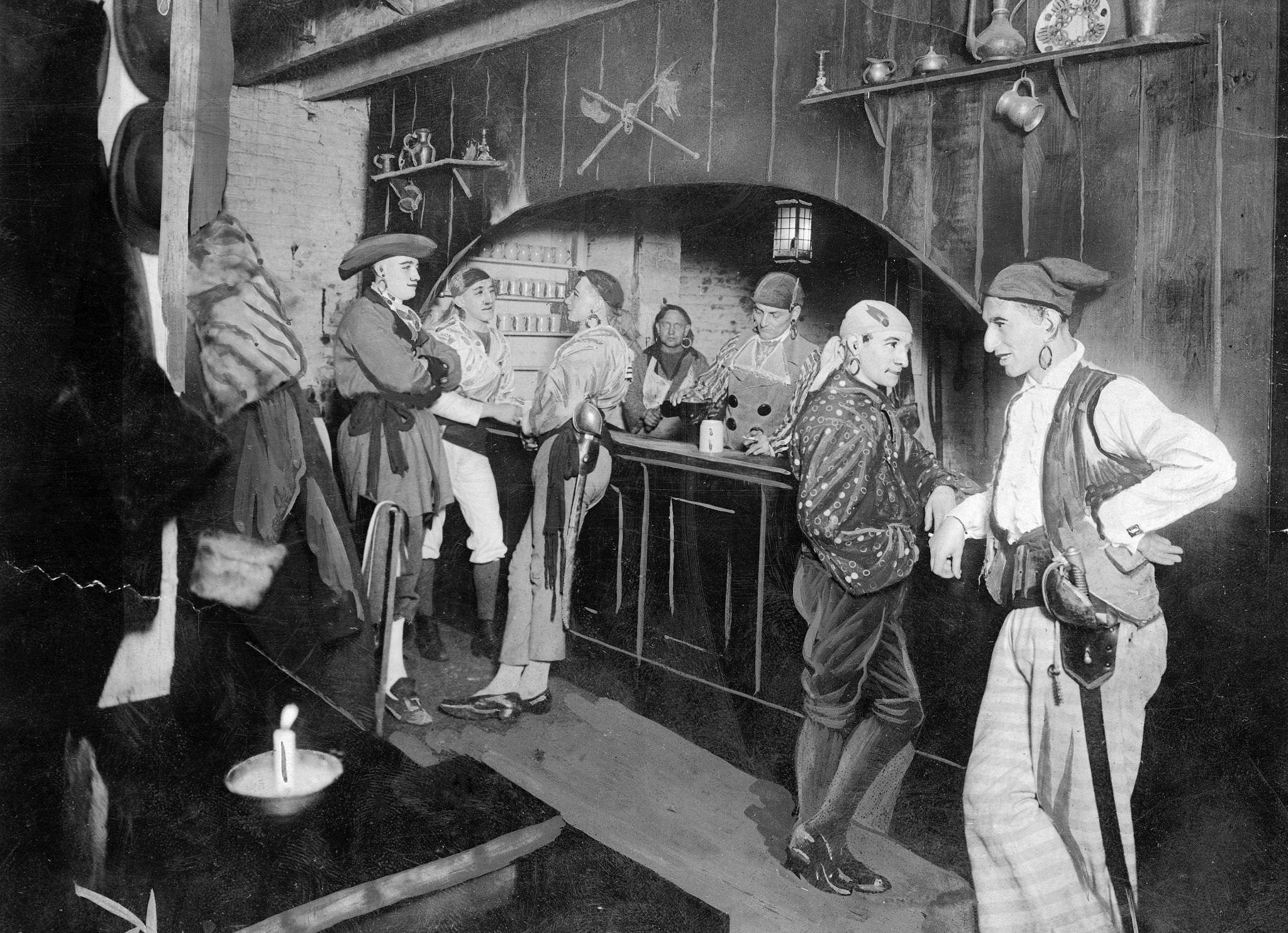 #70 Men Dressed as Pirates Standing at Bar in Greenwich Village, 1920s.