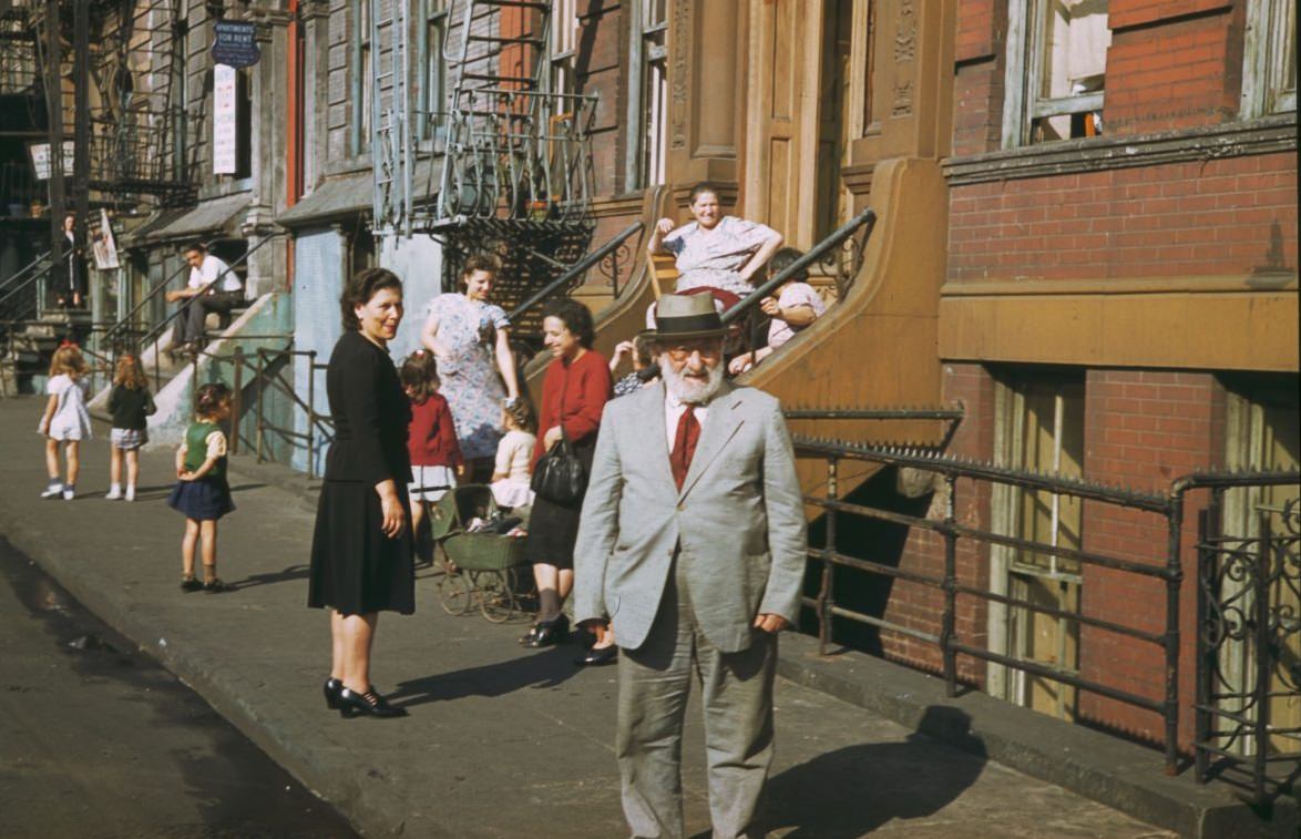 #1 Residents of lower Clinton Street near East river Saturday afternoon 1941