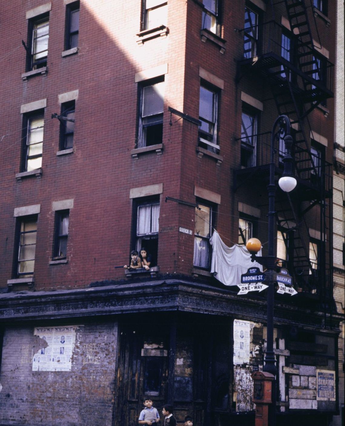 #18 Lower East Side Corner Broome St. Baruch Pl. Saturday afternoon