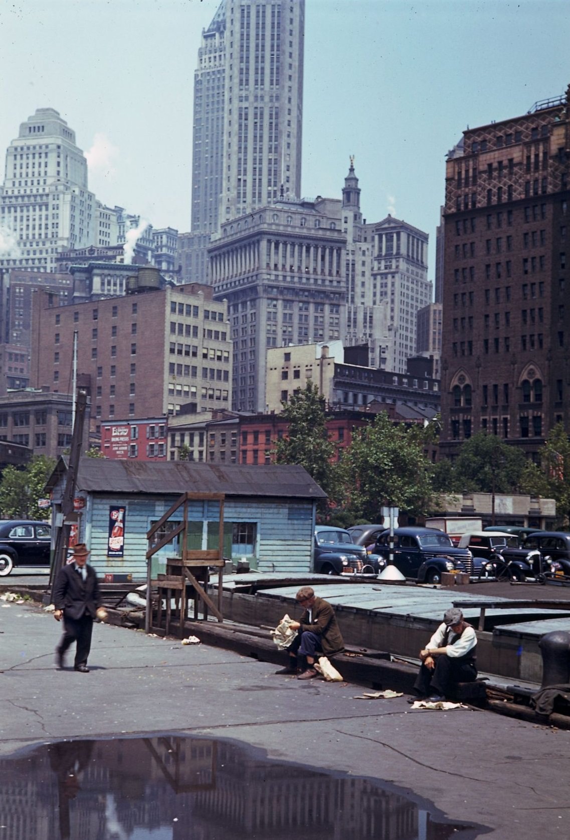 #23 Skyscrapers Looking toward financial District from an East River pier. New York City