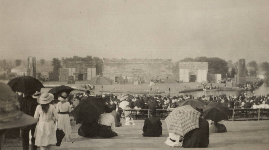#100 The audience seated for performance of the Pageant and Masque of St. Louis, 1914