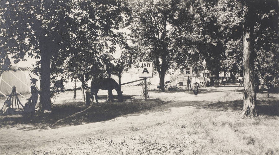 #104 The readying area for volunteers in Forest Park for the Pageant and Masque of St. Louis, 1914