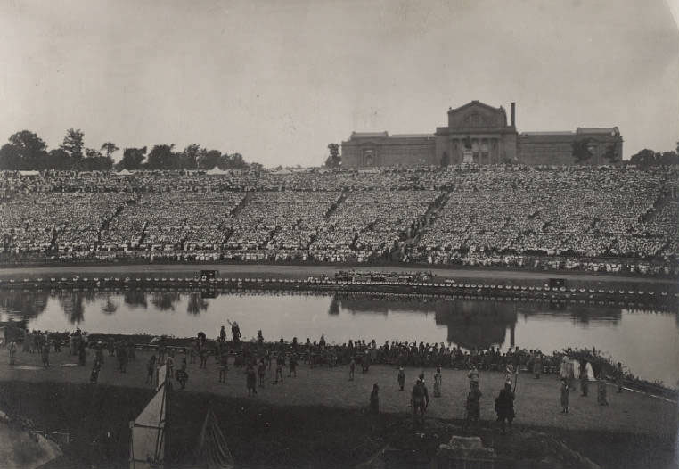 #113 View of the audience seated on Art Hill, Forest Park, for performances of the Pageant and Masque of St. Louis, 1914