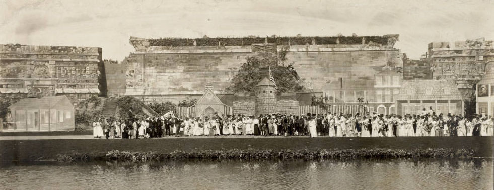 #59 Mayor of St. Louis, William Carr Lane, greets the Marquis de Lafayette during his 1825 visit to the city in a scene in the Pageant, Pageant and Masque of St. Louis.