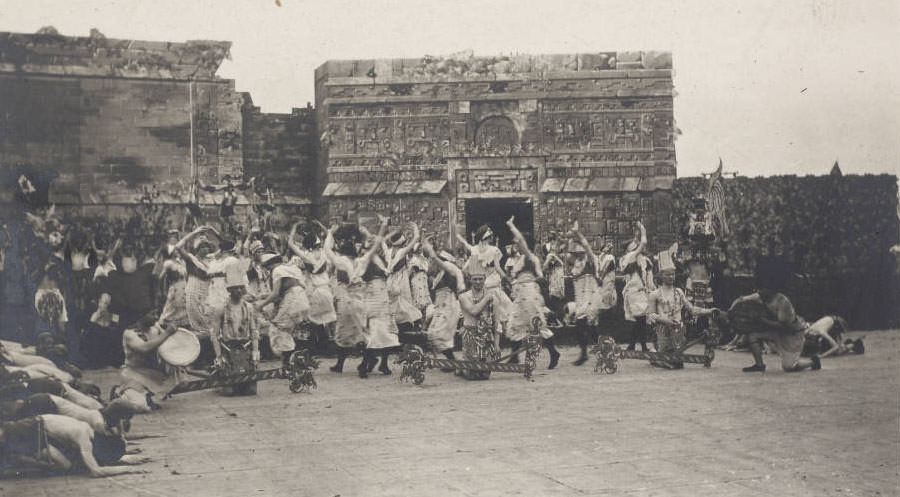 #86 Performance of the Maya dancers on the stage of the Masque, 1914