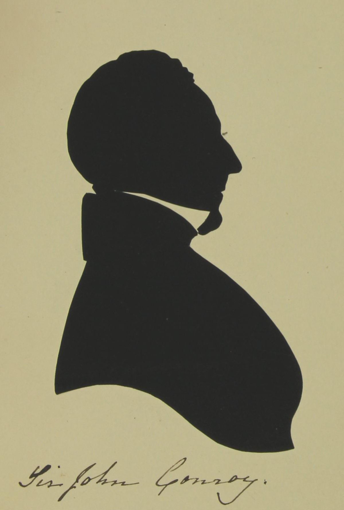 #14 Sir John Conroy”. Cut silhouette, by an unknown artist, from Queen Victoria’s ‘Book of Shades’.