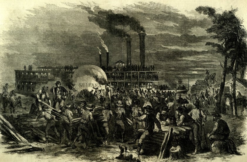 #4 Large two-page spread of the Steamer Sultana that originally appeared in Ballou’s Pictorial Drawing Room Companion, 1856