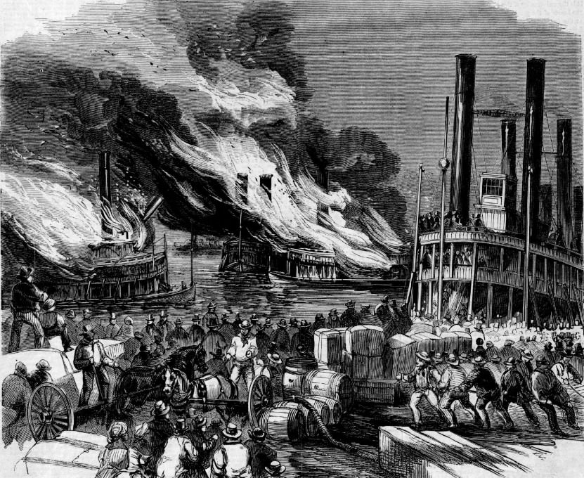 #9 Terrific Fire Among the Steamers In the Harbor of St. Louis, 1856