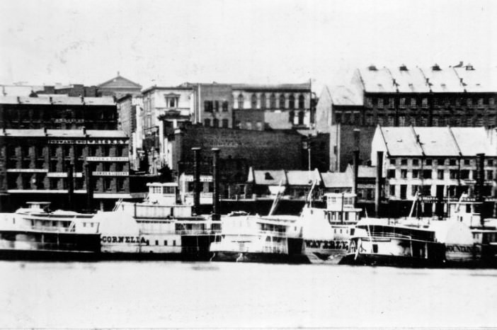#14 Steamers Cornelia and Waverly, St. Louis Levee about 1864.