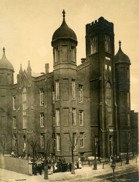 #8 The first public high school in St. Louis at the corner of Fifteenth Street and Olive Street in 1870.