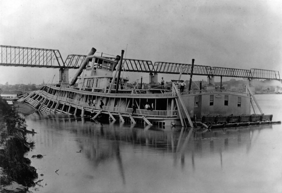 #6 Steamer MONTANA sunk in Missouri River at St. Charles, Missouri.