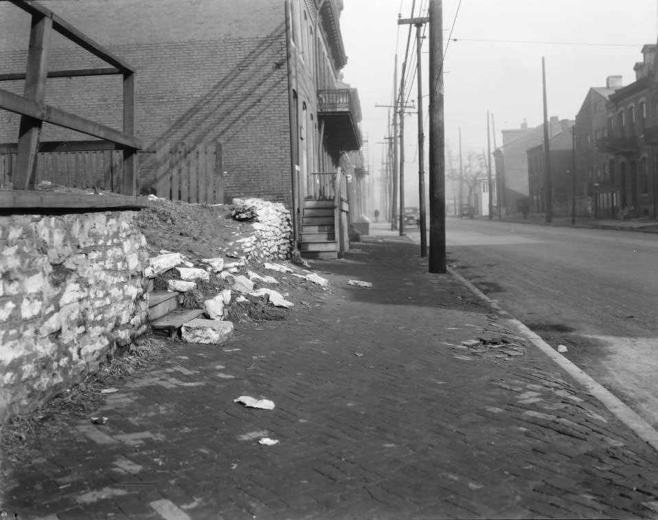 #40 The view north down North 9th Street from in front of the vacant lot at 1407 North 9th Street, looking towards Cass Ave, 1925