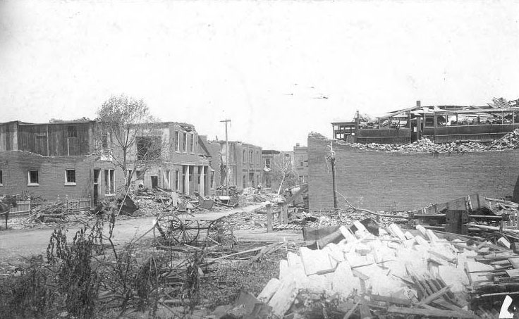 #13 The tornado devastated this area of Jefferson Avenue just west of Lafayette Park.