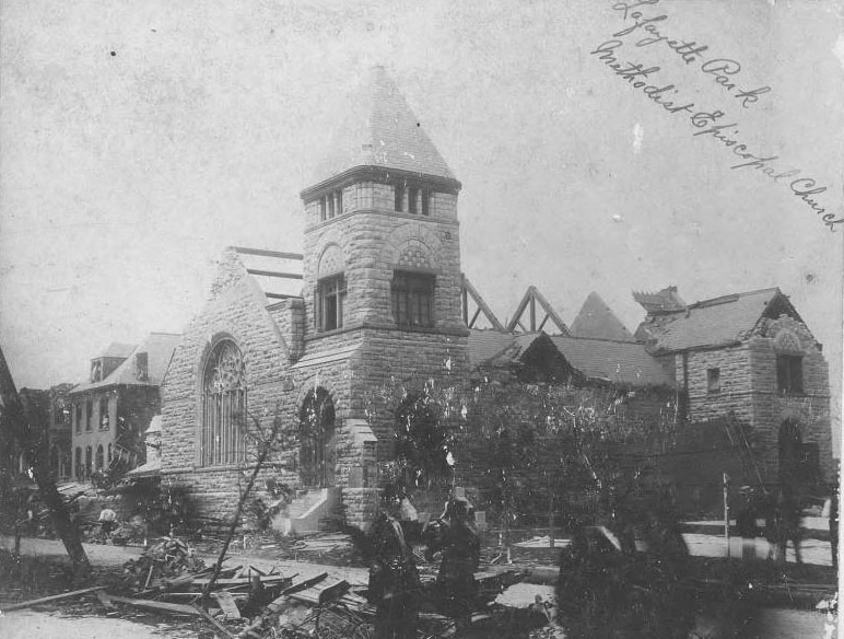 #31 The Lafayette Park Methodist Episcopal Church was on the corner of Lafayette and Missouri Avenues across the street from Lafayette Park.