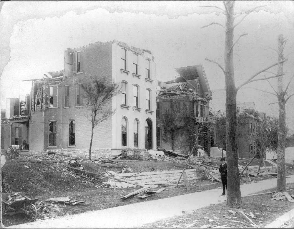 #47 Just two blocks west of Lafayette Park, these homes at Lafayette and Ohio Avenues were in the area that was hardest hit by the tornado, 18896