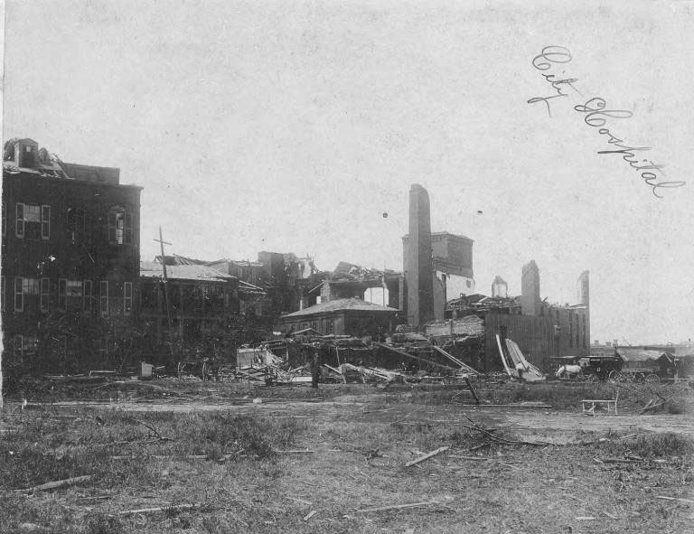 #55 St. Louis City Hospital, damaged beyond repair, 1896