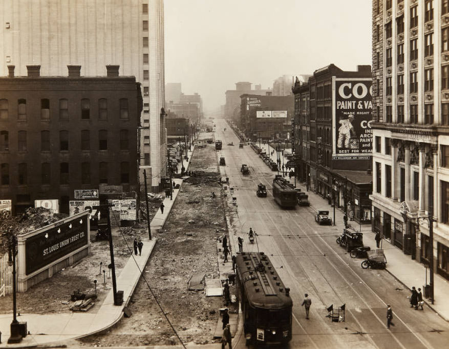 #106 Continuing work on the street widening project of Olive Street.