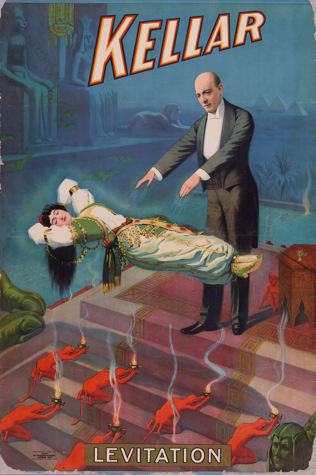 #3 Magician Harry Kellar, Levitation, 1900.