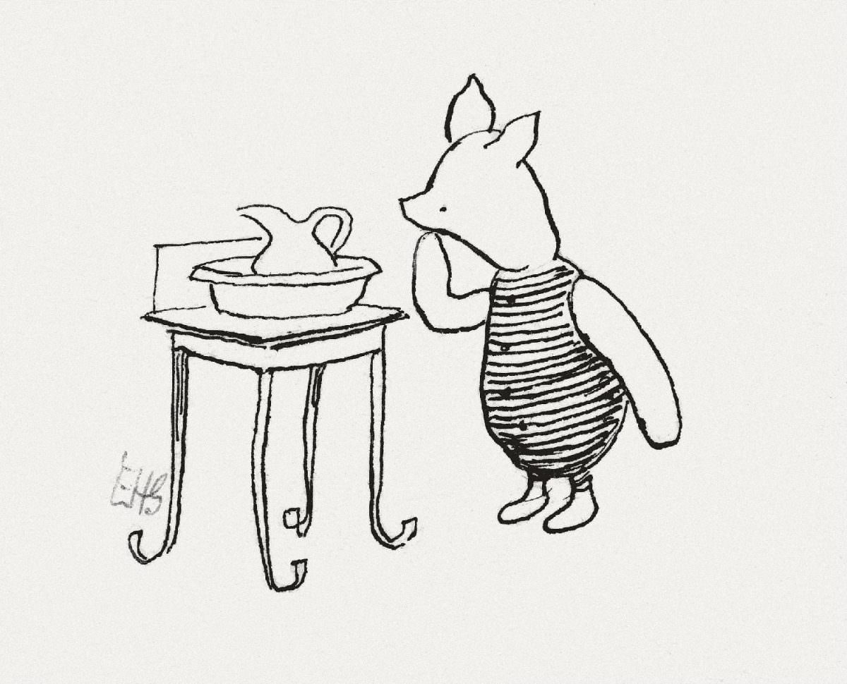 #15 Piglet gets ready for the party.