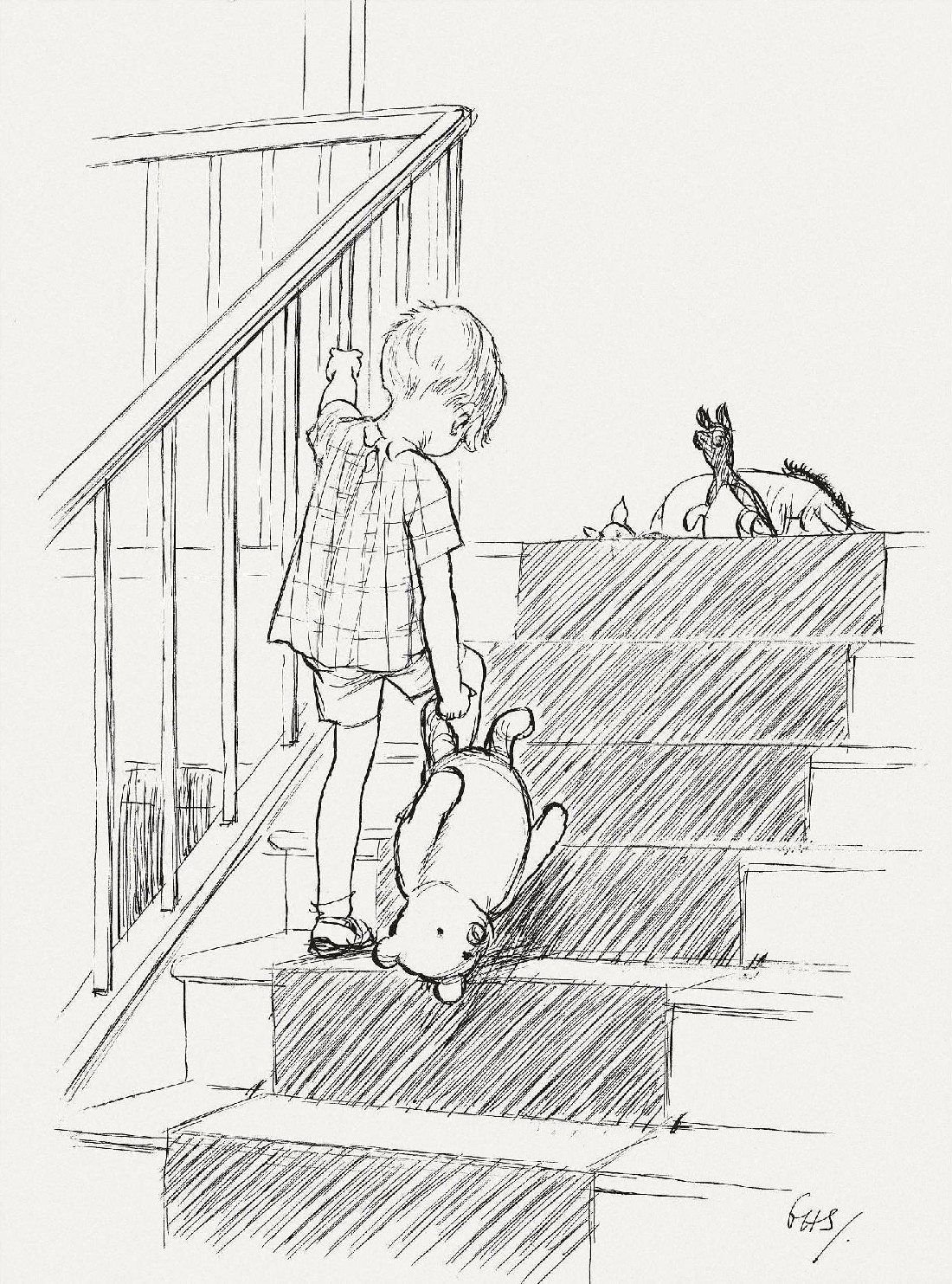 #3 He nodded and went out …and in a moment I heard Winnie-the-Pooh bump, bump, bump – going up the stairs behind him.