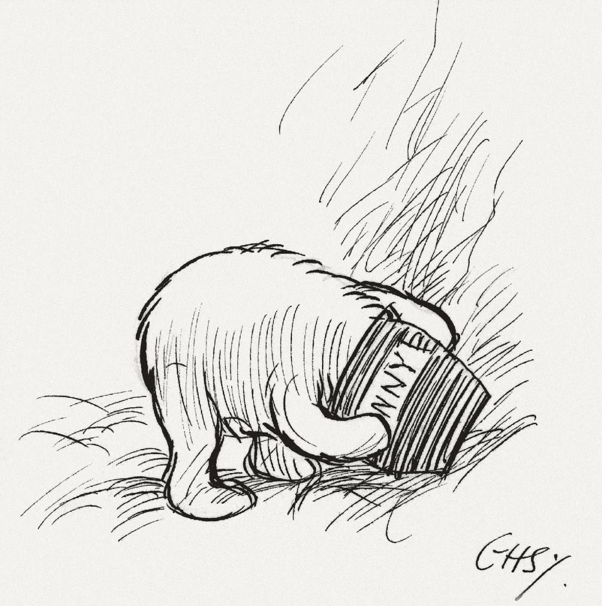 #28 There was a little left at the very bottom of the jar,and he pushed his head right in