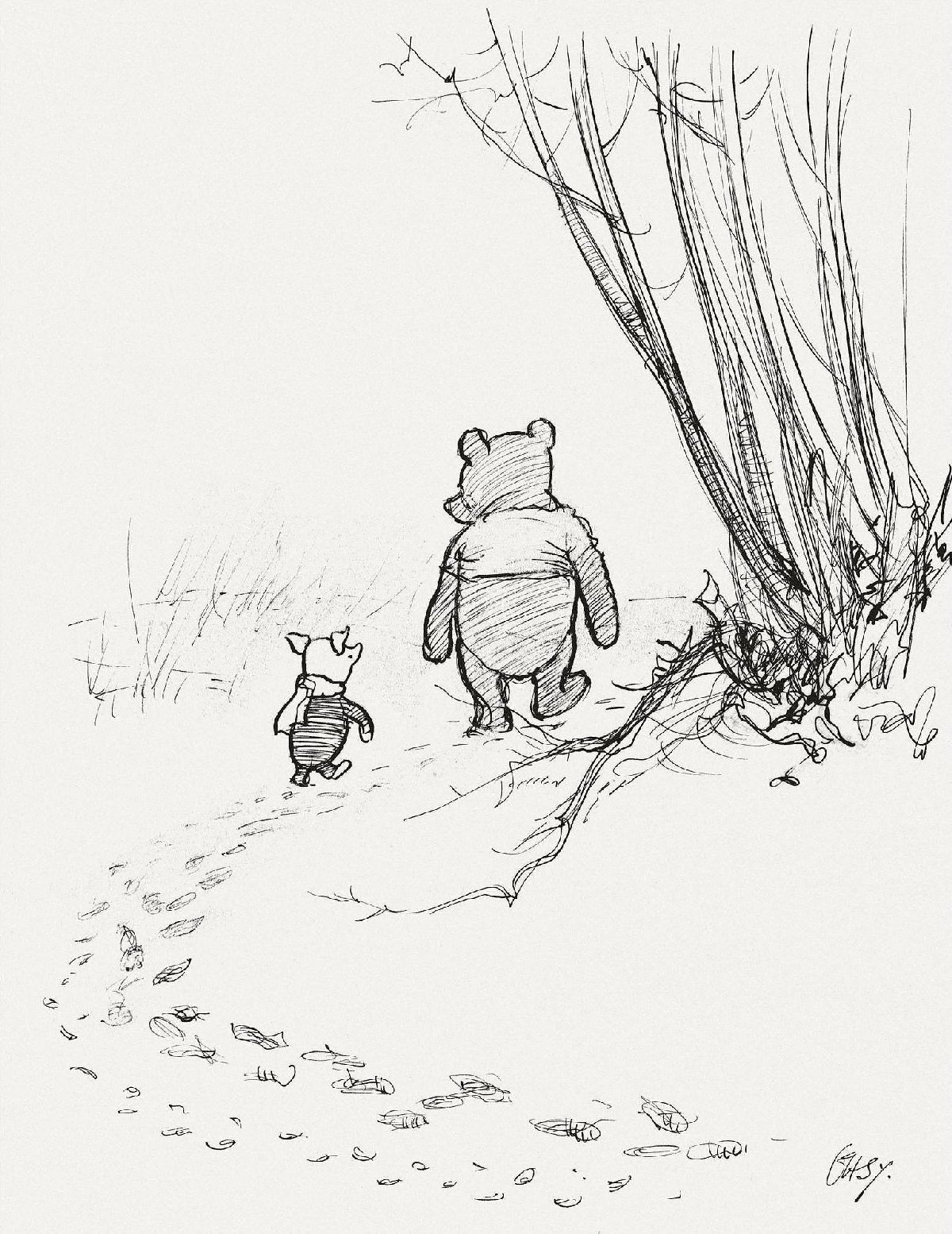 #10 With these few words he went on tracking, and Piglet,after watching him for a minute or two, ran after him