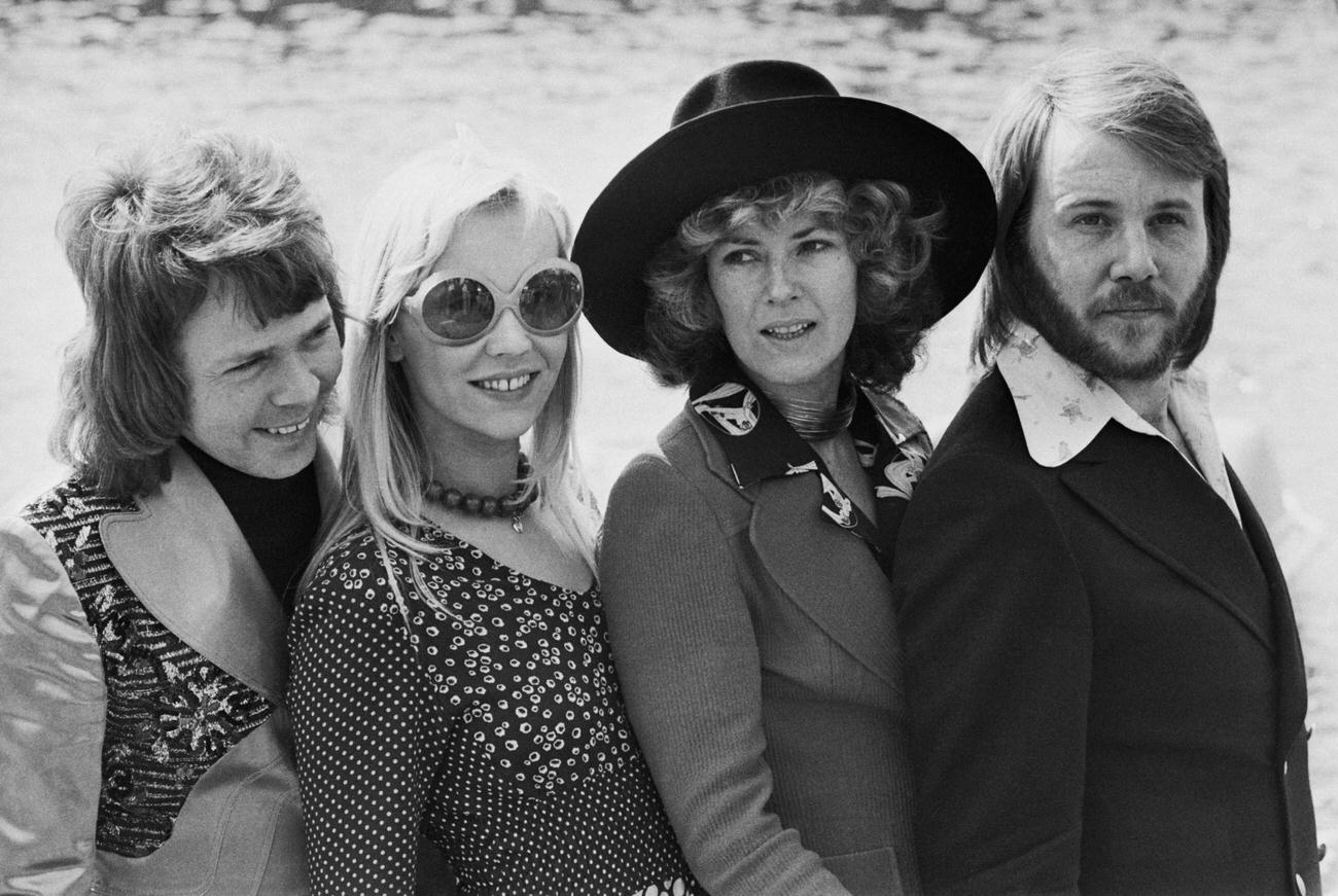 #48 Benny Andersson, Anni-Frid Lyngstad, Agnetha Faltskog and Bjorn Ulvaeus of the Swedish pop group ABBA, 1974