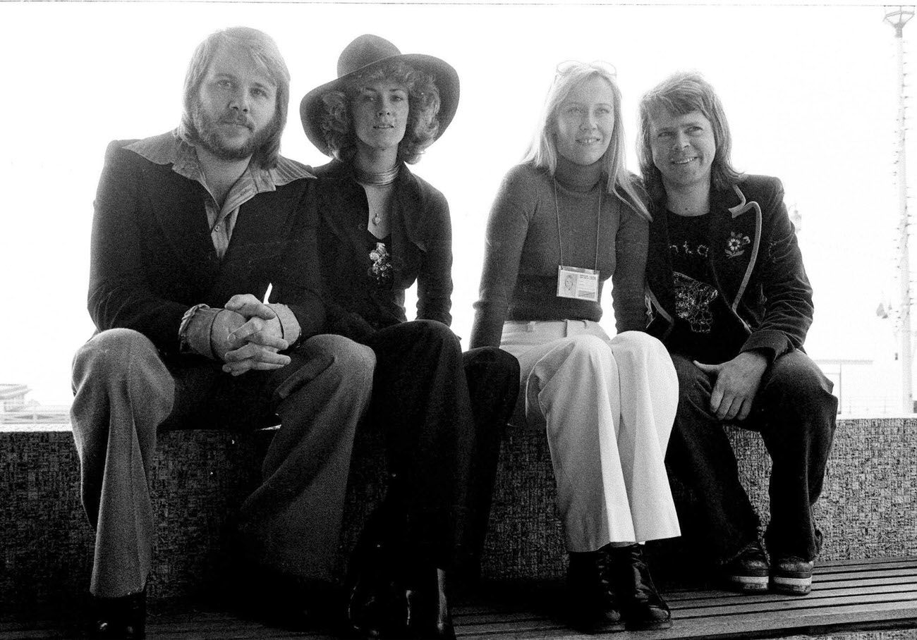 #52 ABBA in Brighton, East Sussex, for the Eurovision Song Contest, April 1974.