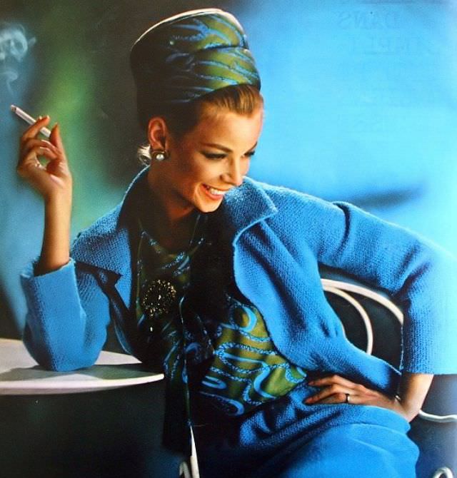 #24 Anne de Zogheb in ensemble by Pierre Balmain, Marie Claire, March 1963
