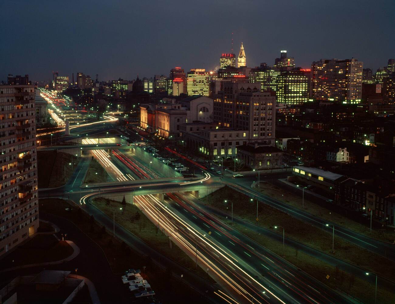#45 Night View Vine Street Expressway, 1960s