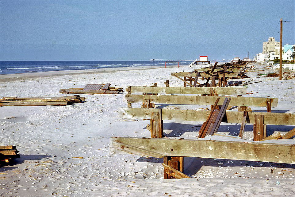 #61 Sea defences that had been placed along the Atlantic City shoreline were damaged during the storm of 1962