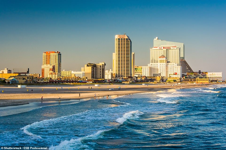 #63 How Atlantic City looks today. The Boardwalk and coastline is full of glitzy high rise hotels and casinos