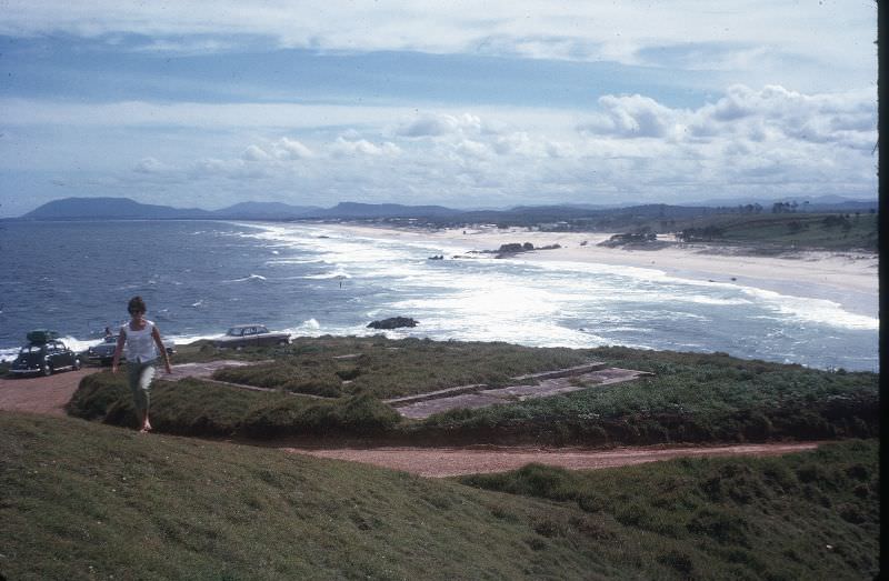 #5 Dorothy climbing Transit Hill, Port Macquarie, Jan 1963