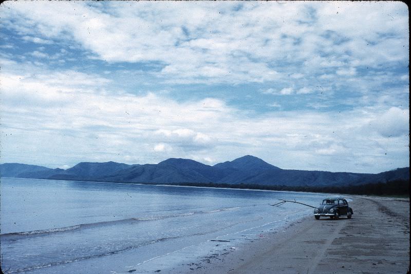 #8 4 miles of Port Douglas beach to drive along, Feb 1963