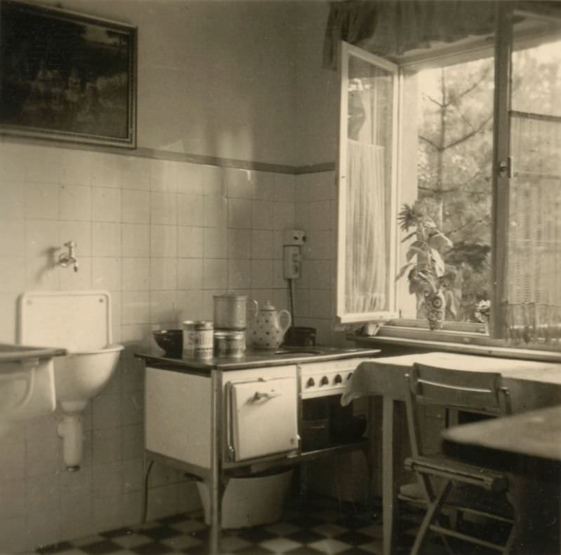 #25 Kitchen in Helga’s Berlin House, 6 Hermannstraße, Zehlendorf, Berlin, Germany, 1940s