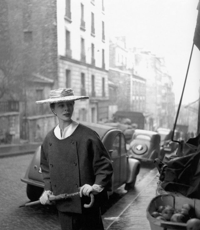 #108 Bettina in suit by Christian Dior, Elle, March 1953