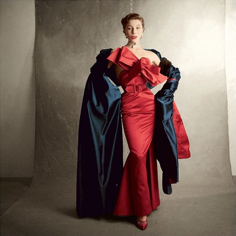 #78 Bettina in the “Red Shoes” evening gown by Jacques Fath, Vogue, September 1950