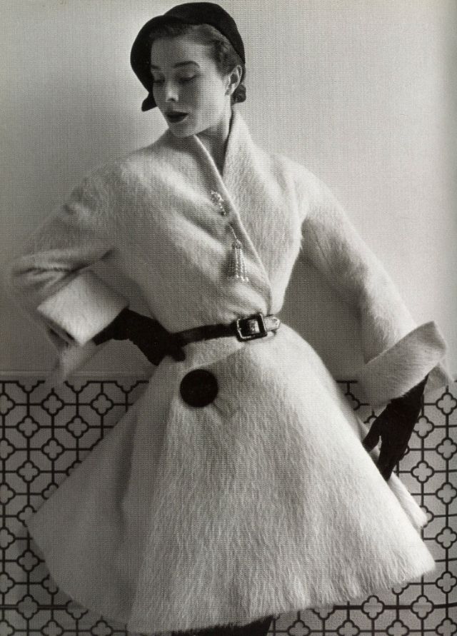 #85 Bettina in wool mohair jacket by Jacques Fath, spring 1951