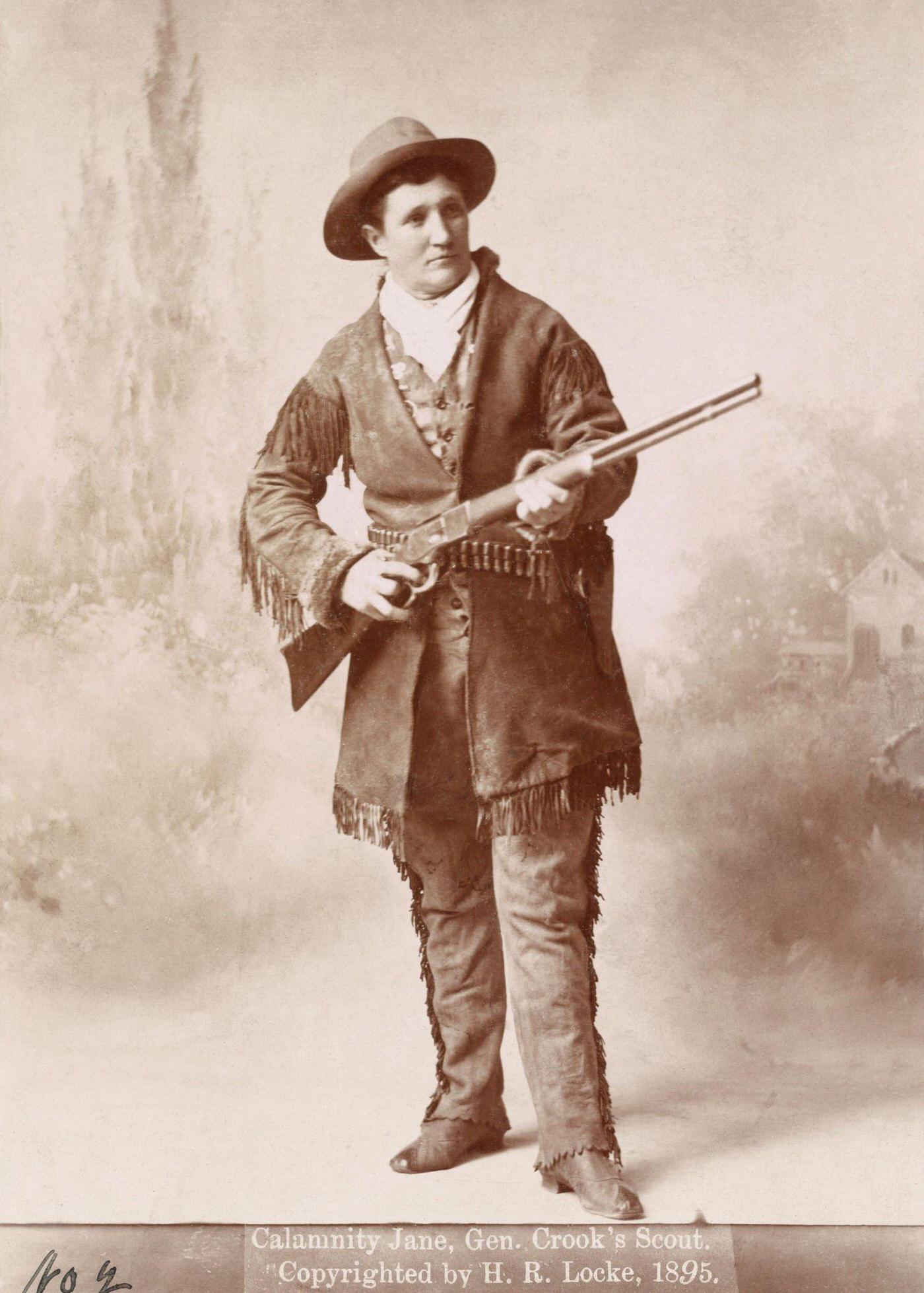 #5 Portrait of Calamity Jane holding a rifle, 1895.