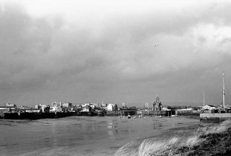 #22 The inner harbor. This view towards the Pierhead has changed a bit, Cardiff, February 1974