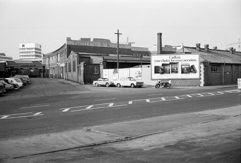 #11 GWR Parcels Depot. This site is now the car park to the south of Cardiff Central, Cardiff, February 1975