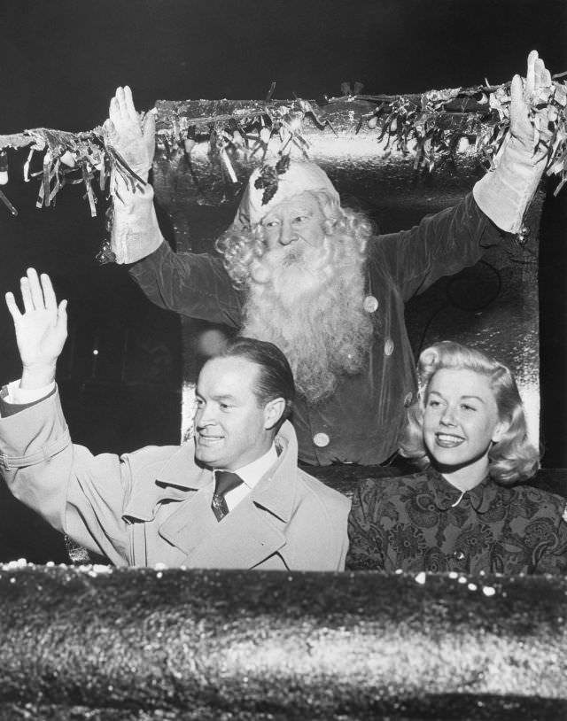 #33 Guests of honor Bob Hope and Doris Day at a Christmas parade in 1948.