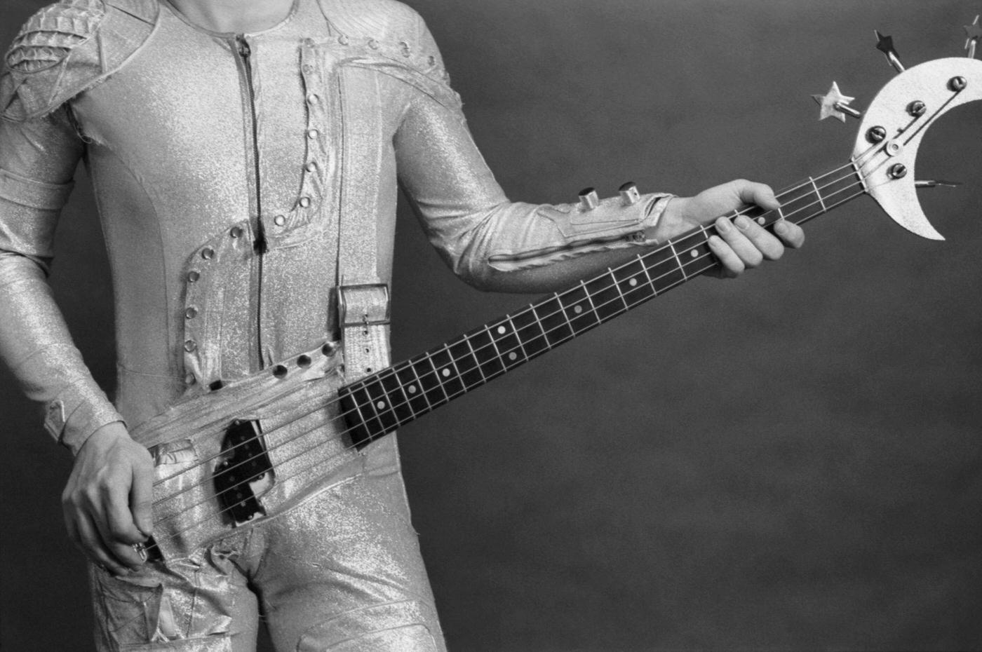 #2 ‘The Sound Suit’, combining a body suit single apparel with an electric bass guitar fitted into its pelvic pocket