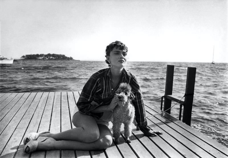 #14 Audrey Hepburn on location in Glen Cove, Long Island, New York, for the film ‘Sabrina’, 1954