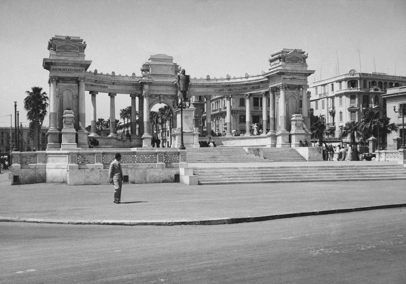 #83 A monument to Khedive Ismail, erected by the Italian community in Alexandria, Egypt, 1944.