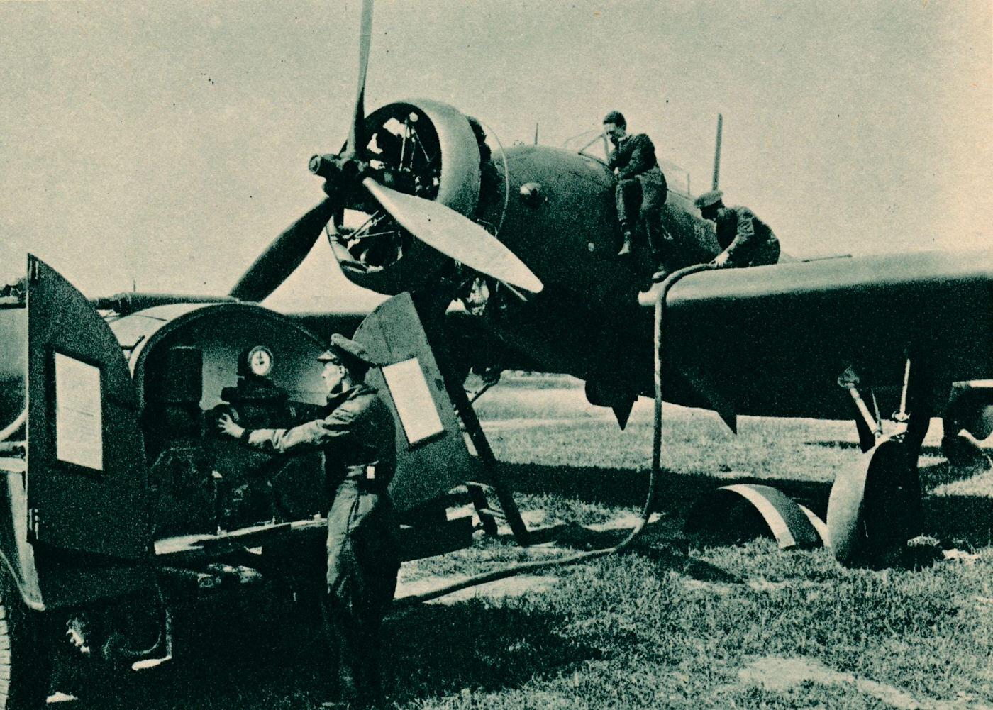 #25 Refuelling a Wellesley Bomber, 1940.